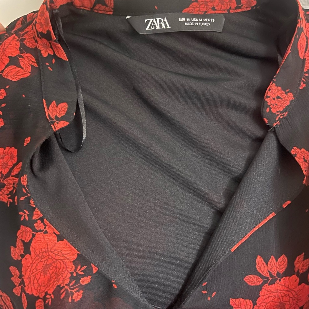 Zara Black and Red Floral Dress - Picture 9 of 10